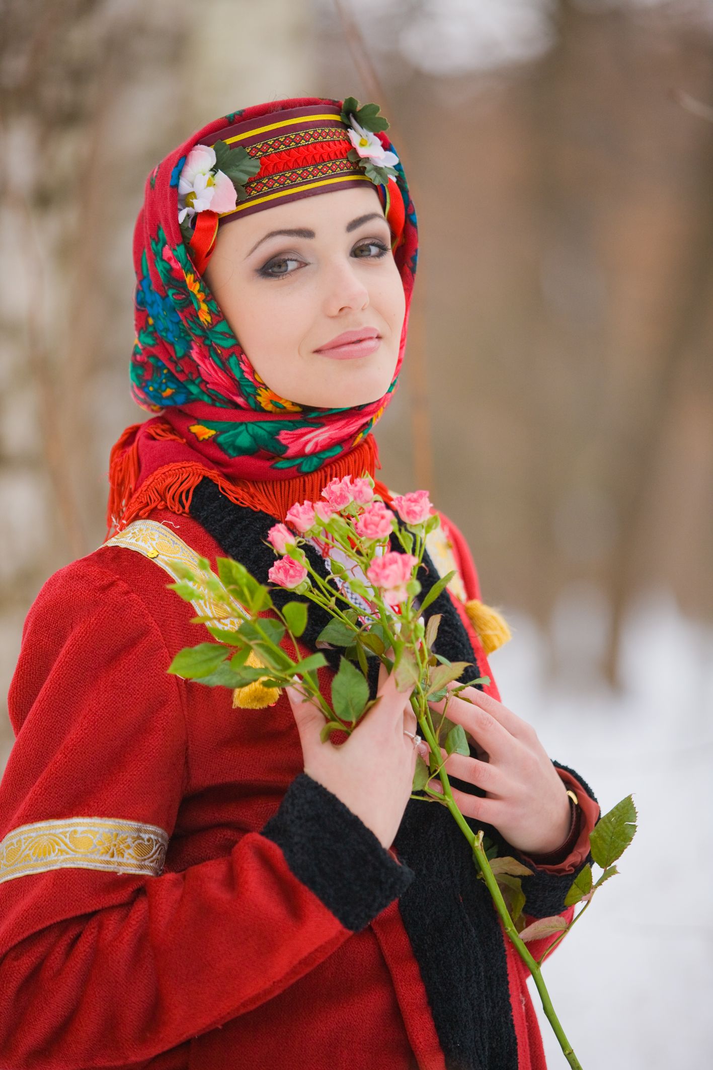 Sexy girl Girls in Slavic costumes in Sonnam